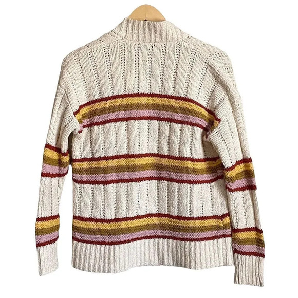 Madewell Cream Striped Diaz Open Cardigan Sweater Women's XXS Boho - Picture 2 of 3